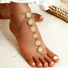 Boho Beaded Anklet for Women - Summer Beach Toe Bracelet, 22+5cm