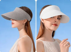 Spring and Summer Women's Outdoor Sunshade Straw Hat Fashion Empty Top Duck Tongue Hat Big Brim Cap G37