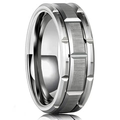Fashion Men 8MM Stainless Steel Ring Black Color Brushed Double Groove Pattern Men's Wedding Ring Party Jewelry For Women Gift