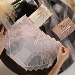 XL-3XL Big Size Women Lace Panties Summer Transparent Hollow Briefs Female Lingerie Sexy Underwear Breathable Underpants New