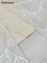 New Sequin Hollow Out Spaghetti Strap Backless Mermaid Long Dresses Women Elegant Celebrity Party Evening Wedding Bodycon Gowns