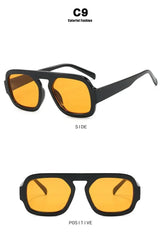 DOHOHDO 2025 Fashion Square Sunglasses Women New Retro Black Brown Thick Frame Pilot Sun Glasses Woman Chic Polygon Shades UV400