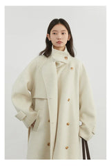 CHIC VEN Women Woolen Coats Loose Stand Collar Double-sided Overcoat Female Outerwear Office Ladies Clothing Autumn Winter 2024