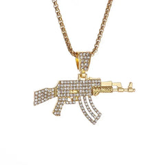 Hip-Hop Ak-47 Rifle Gun Pendant Necklace Men\'s Personalized Street Hip-Hop Rock Rap Party Jewelry