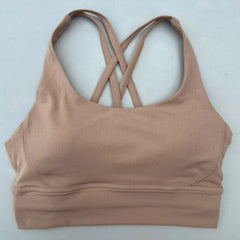 Solid Color Women Cross Fitness sport Bra soft high strength Tight Top Comprehensive Training Gym Yoga Underwear With Chest Pad
