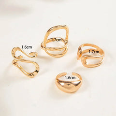 Docona Fashion Elegant Stacking Gold Colour Rings Geometric Design Ring Set Accessories Daily Festival Party Gifts 27910