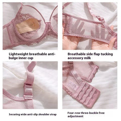 Lingerie Women's Thin BrasLace Full Cup BrasBeautifully Embroidered BrasAnti-SaggingUltra-Thin Bras