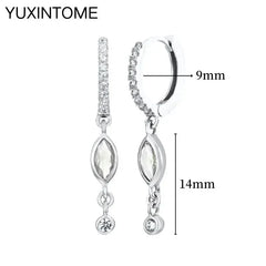 925 Sterling Silver Ear Needle Fashion Hoop Earrings White Crystal Luxury Women's Silver Earrings Wedding Women's Jewelry Gift