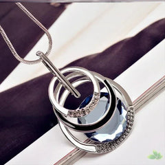 New Arrival Long Necklaces for Women 2024 Fashion Gray Crystal Choker Collier Femme Statement Necklaces & Pendants Accessories