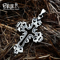 Beier 2022 New Creative Design Jesus Cross Pendant For Men Punk Hip Hop Skull Christian Jewelry Wholesale