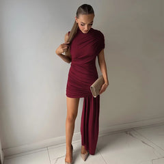 Irregular Pleated Mini Dress | Tassel Hem Streetwear Dress - Femstylo