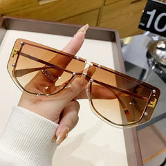 Sunglasses Integrated Frame High-end Frameless New Sunglasses Metal Polygonal Fashion Glasses 90288