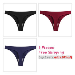 WarmSteps 3Pcs/Set Women's Sexy Thongs Seamless Yoga Panties for Woman S-XXXL Plus Size G Strings Thongs Femme Tangas Low Rise