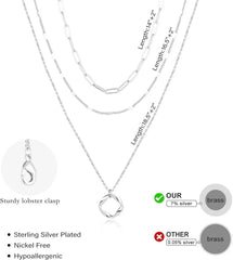 Layered Gold Necklaces for Women Stackable14K Gold Silver Plated Circle Paperclip Chain Pendant Choker Necklace Set For Woman