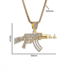 Hip-Hop Ak-47 Rifle Gun Pendant Necklace Men\'s Personalized Street Hip-Hop Rock Rap Party Jewelry