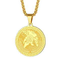 Mens Ancient Greek God Spartan Warrior Pendant Gladiator Necklace Women Mythology Spartan Helmet Charm Neck Chain Amulet Jewelry