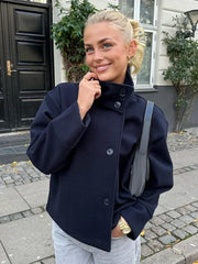 Stand Collar Women Winter Woolen Coats 2025 Autumn Single Breasted Loose Female Long Sleeve Jacket Office Lady Street Short Coat