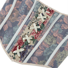 Womens Corsets Floral Lace Up Bustiers Shoulder Strap Corsets Jacquard Bustier Casual Outfits Medieval Renaissance Costumes