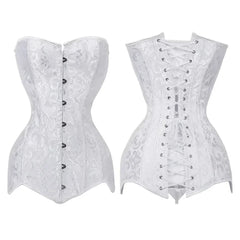 White Bridal Corselet Long Torso Waist Training Corset Lingrie Bones Overbust Hourglass Body Shaper Corset Size XS-6XL 942#