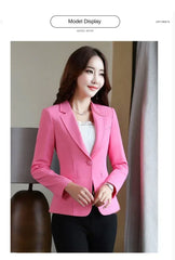 Korean Women's Fit and Tailored Blazer Jacket for Spring and Autumn Office Lady OL Casual Business Suit for Women Trendy Style