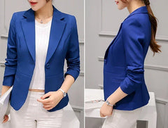 Royal Blue Suit Jacket Women's Stylish Slim Coat New Fall Women Blazer Pink, Red, White, Black Girl Tops Reefer Jackets