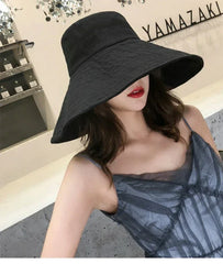 Japanese Sunshade Female Spring and Summer Sunscreen Free To Fold Big Brim Sun Hat Fisherman Hat Cover Face Oversized Hair