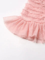 Patchwork Edible Tree Fungus Elegant Dresses For Women Round Neck Short Sleeve High Waist Temperament Dress Female Fashion