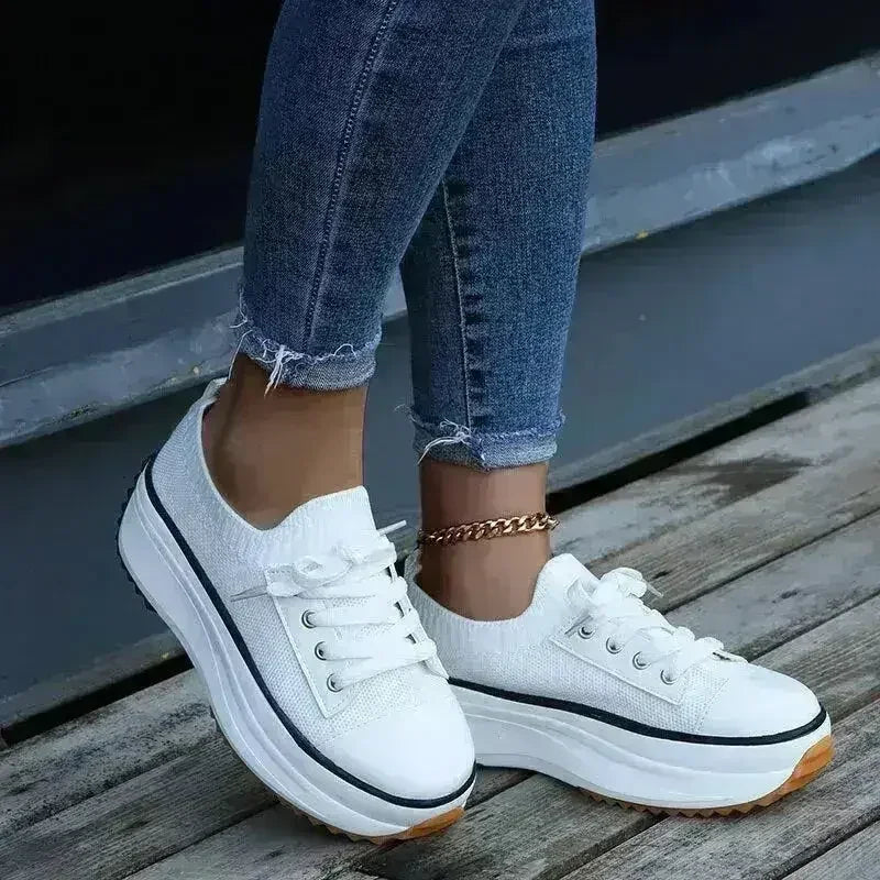 Summer Woman Vulcanize Shoes Knitted Breathable Sneakers - Femstylo