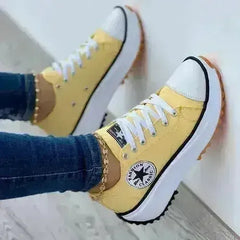 Flat Lace-Up Sneakers Pattern Canvas Casual Women Sport Shoes - Femstylo