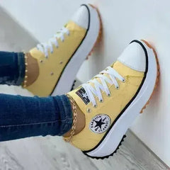 Flat Lace-Up Sneakers Pattern Canvas Casual Sport Shoes - Femstylo