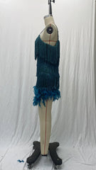 2024 Summer New Fashionable Framed Sequins Feather Patchwork Dress Colorful Amazon Direct Sales Women's Sleeveless Dress