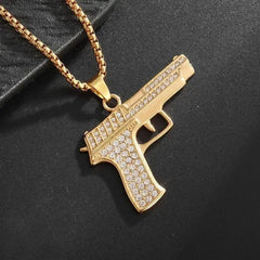 Hip-Hop Ak-47 Rifle Gun Pendant Necklace Men\'s Personalized Street Hip-Hop Rock Rap Party Jewelry