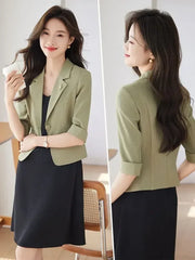 Black Women Blazer Slim Blazer Office Lady Work Suit Cropped Jacket Spring Summer Short Top Design Casual Coats Mujer One Button