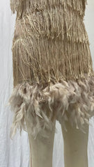 2024 Summer New Fashionable Framed Sequins Feather Patchwork Dress Colorful Amazon Direct Sales Women's Sleeveless Dress