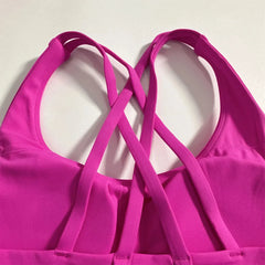 Solid Color Women Cross Fitness sport Bra soft high strength Tight Top Comprehensive Training Gym Yoga Underwear With Chest Pad