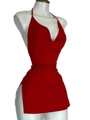 V Neck Backless Sundress | Sexy Lace Up Beach Dress -femstylo