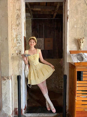 Lolita Kawaii Y2k Colorful Dot Print Dress Women Sweet Sleeveless Mini Dress Outwear One Piece Dress Korean Fashion Clothing