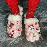 Pink Furry House Slides for Chirstmas Funny DIY Bubble Slippers - Femstylo