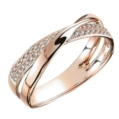 Classic Stainless Steel Two Tone X Shape Cross Ring for Women Wedding Trendy Jewelry Dazzling Zircon Wedding Rings Modern Rings