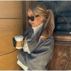 Stand Collar Women Winter Woolen Coats 2025 Autumn Single Breasted Loose Female Long Sleeve Jacket Office Lady Street Short Coat