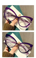 Women Large Cat Eye Reading Glasses Trendy Fashionable Oversized Far Sight Eyeglasses Men Female Anti-blue Plus Diopter Glasses