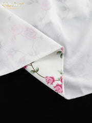 Clacive Summer Slim Print Women's Dress 2024 Sexy V-Neck Short Sleeve Mini Dresses Elegant High Waist Pleated Female Dress