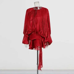 Women's A-Line Mini Dress with Long Sleeves & Empire Waist