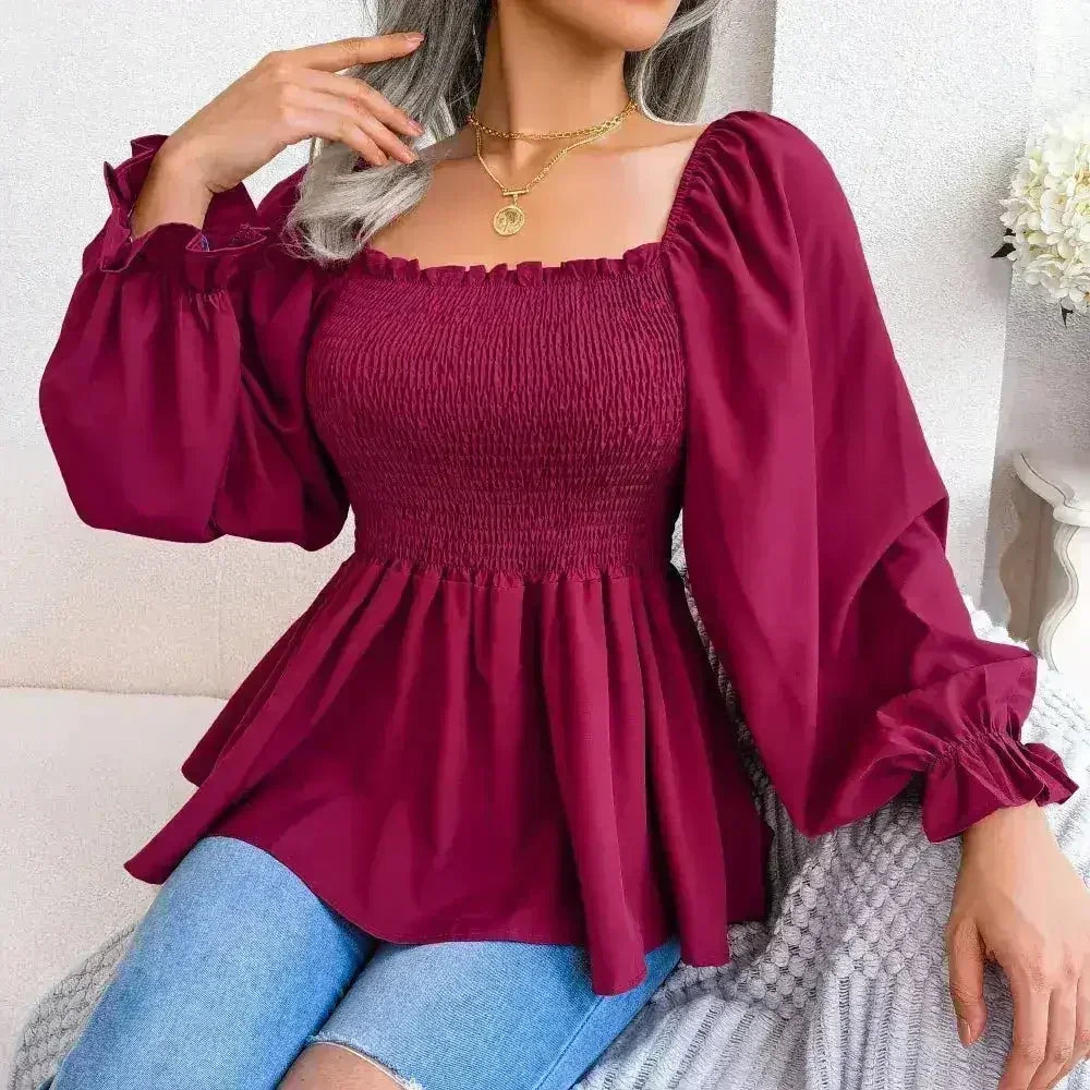 Loose Fit Chiffon Blouse - Elegant Polyester Top | Femstylo - Femstylo