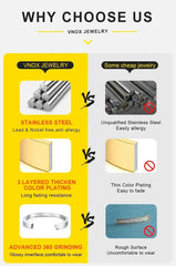 Vnox Stainless Steel Heart Locket Necklace Pendant with Photo Frame, Elegant Gold Plated Design Womens Gift