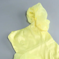 New fashion and sexy solid color wrapped chest dress, women's temperament decorative pleated ruffled edge party dress