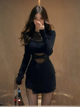 Pile Up Sleeves New Sexy Black Fishbone Dress Personalized Slim Women Dress Thin Gauze Perspective Wrap Around Buttocks F8Q3