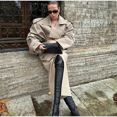 Women's Lace-up Cropped Trench Coat Chic Collar Long Sleeves Lapel Wide Shoulder Windbreaker Jacket Fall Commuting Daily Jackets