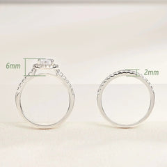 Newshe 2 Pieces Tear Drop Shape Engagement Ring Wedding Band for Women 925 Silver Bridal Jewelry High Grade Cubic Zircons