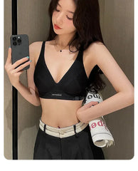 MOYISU Lingerie Women's Summer Traceless Small Bra Pull Together No Underwire Jelly Bar Soft Support Tuck Back Bra Cover